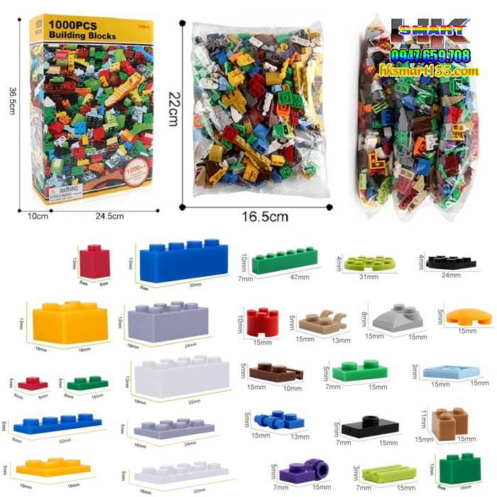 Bộ xếp hình lego 1000 chi tiết cho bé