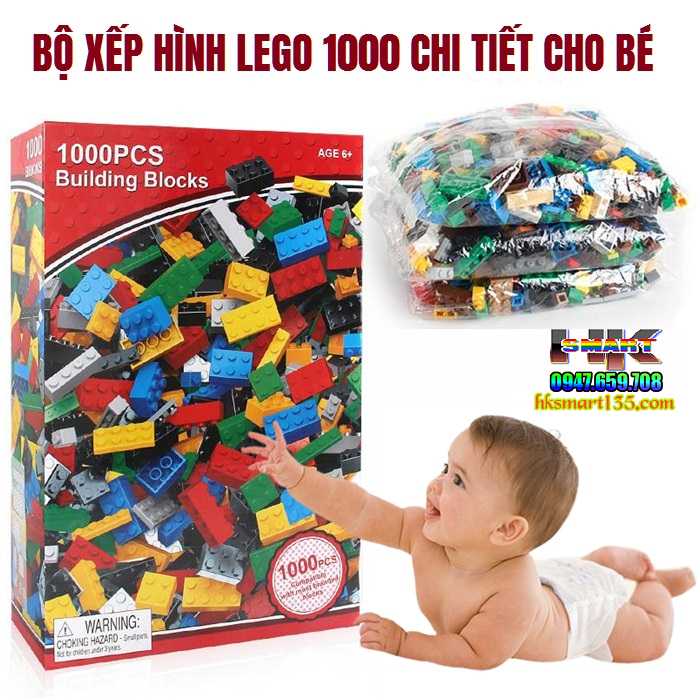 Bộ xếp hình lego 1000 chi tiết cho bé