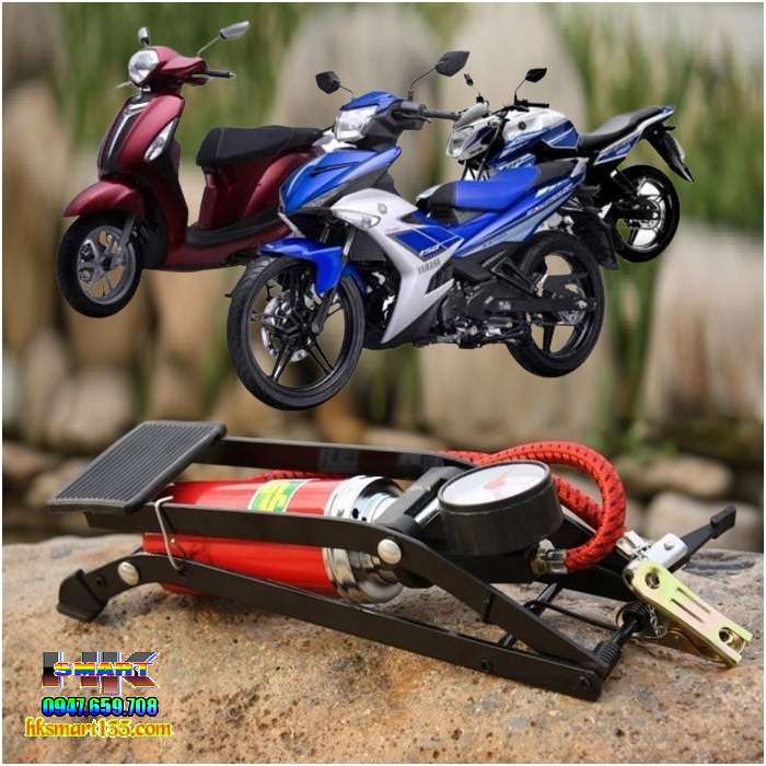 Bơm hơi đạp chân du lịch đa năng