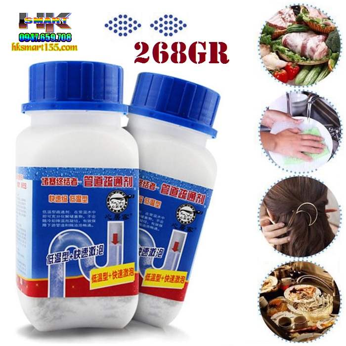 Chai bột thông cống nắp xanh siêu mạnh