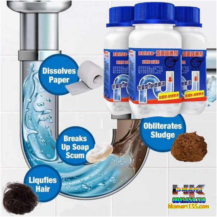 Chai bột thông cống nắp xanh siêu mạnh