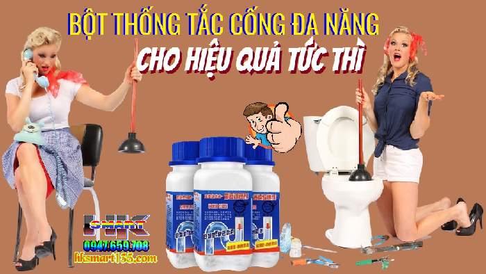 Chai bột thông cống nắp xanh siêu mạnh