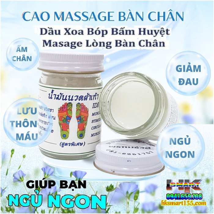 Cao Xoa Bóp Mát Xa Huyệt Đạo Bàn Chân Thái Lan 50gr- Làm Ấm Chân Tăng Tuần Hoàn Máu Chống Đột Quỵ