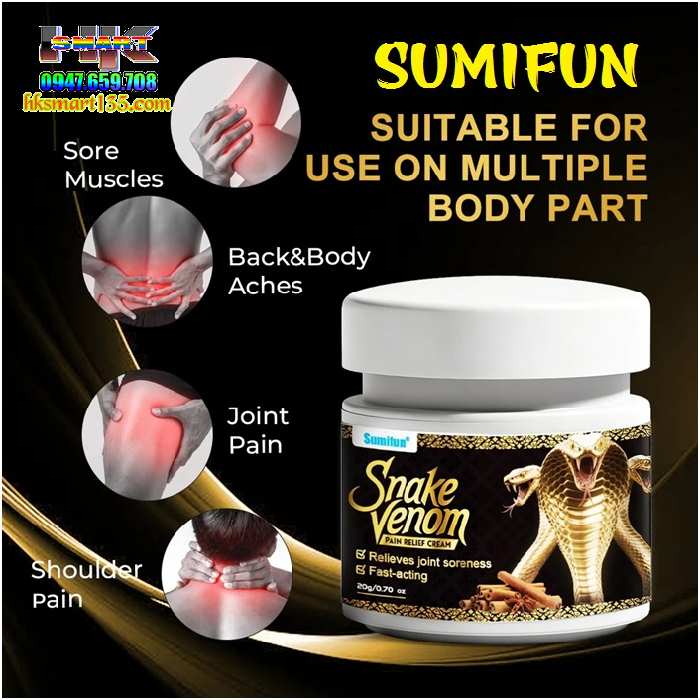 Cao Xoa Bóp Nọc Rắn Đen Snake Venom Sumifun 20gr- Giảm Đau Hỗ Trợ Mọi Vấn Đề Về Cơ Xương Khớp