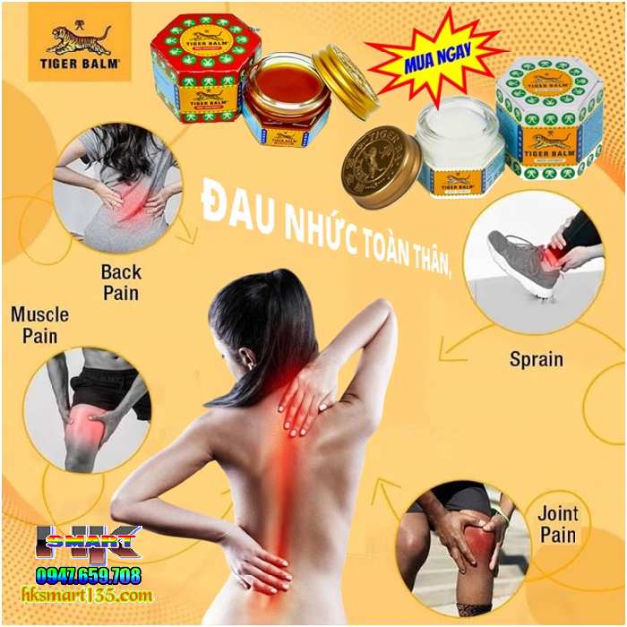 Cao Xoa Bóp Tiger Balm giảm nhanh các chứng đau và nhức cơ, bong gân, đau đầu, nghẹt mũi, đầy hơi, côn trùng cắn