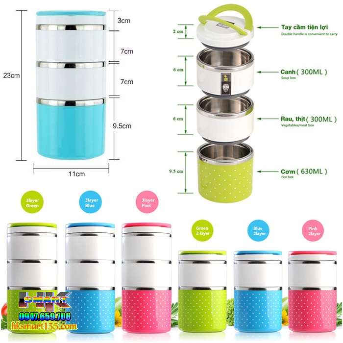 Cặp lồng giữ nhiệt 2 và 3 ruột inox