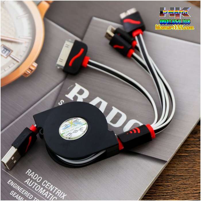 Cáp sạc 4 đầu DÂY RÚT thế hệ mới