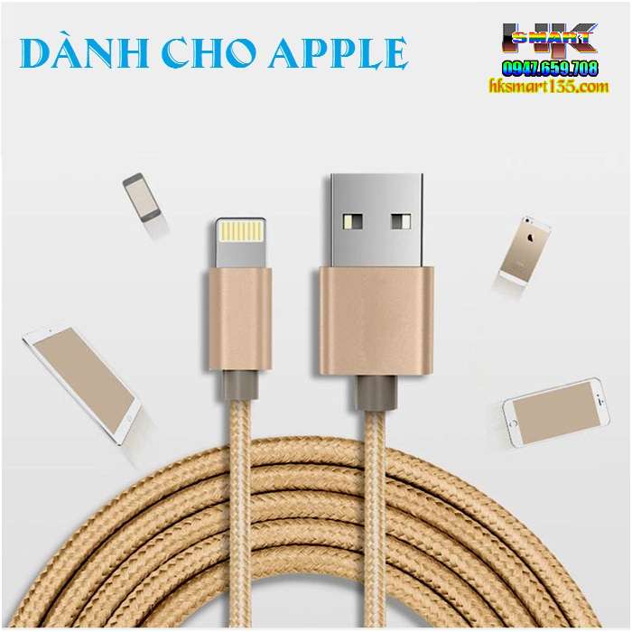 Cáp sạc bọc dù dài 3m cho apple và androi