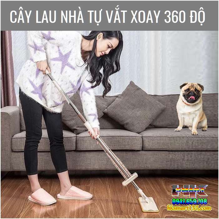 Cây lau nhà tự vắt thông minh xoay 360 độ