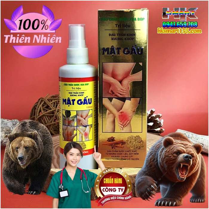 Chai Xịt Tinh Dầu Thảo Dược Xoa Bóp Mật Gấu 100ml