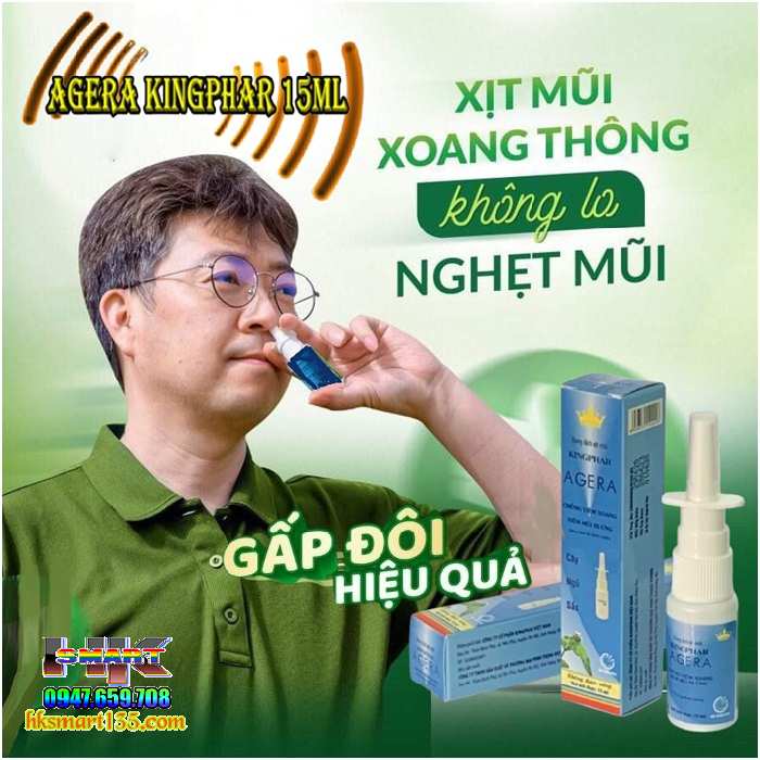 Chai Xịt Xoang Ngũ Sắc Agera Kingphar 15ml- Thông Mũi Sát Khuẩn, Chống Viêm Xoang, Viêm Mũi Dị Ứng Cấp Và Mãn Tính