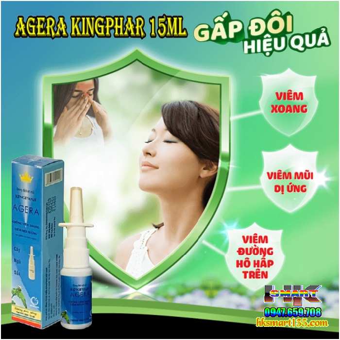 Chai Xịt Xoang Ngũ Sắc Agera Kingphar 15ml- Thông Mũi Sát Khuẩn, Chống Viêm Xoang, Viêm Mũi Dị Ứng Cấp Và Mãn Tính