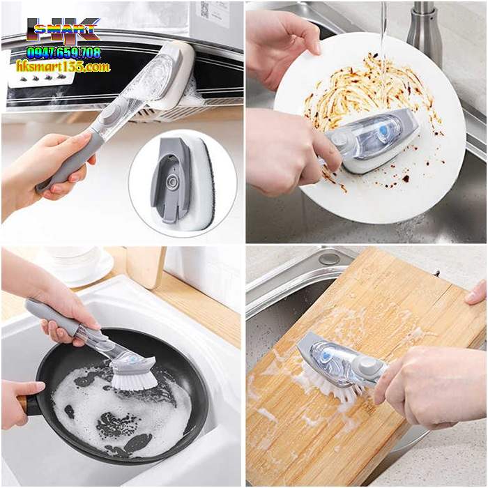 Chổi cọ bếp tích hợp ngăn chứa xà phòng
