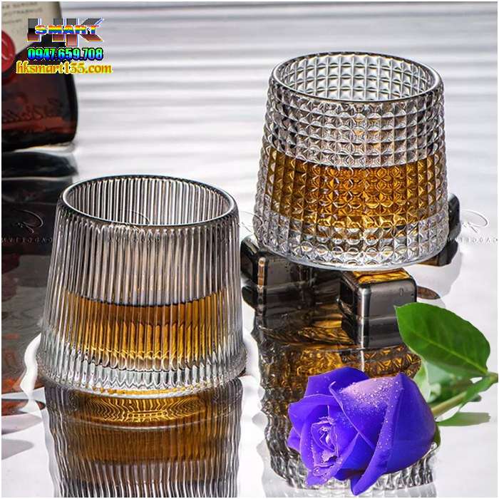 Bộ 6 cốc lắc đít lồi thủy tinh 180ml dùng uống rượu