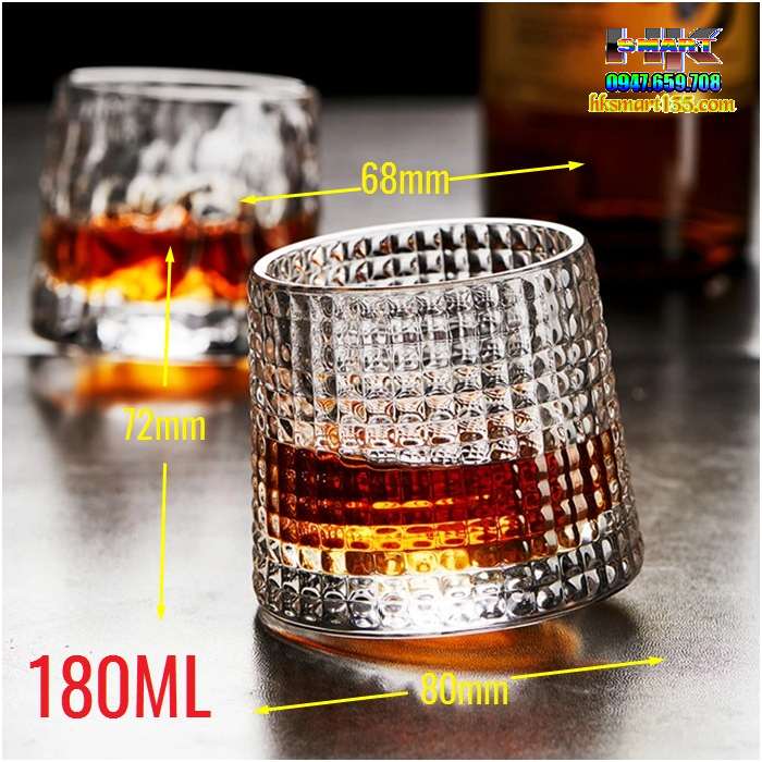Bộ 6 cốc lắc đít lồi thủy tinh 180ml dùng uống rượu