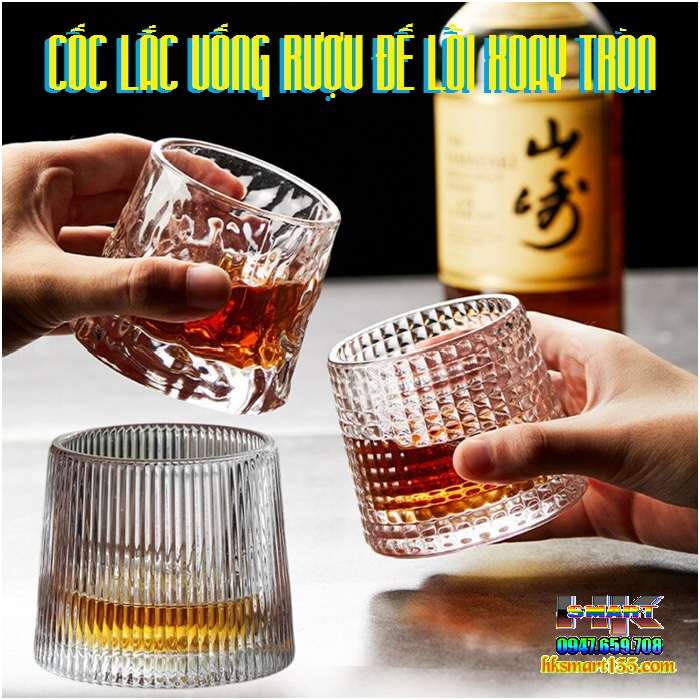 Bộ 6 cốc lắc đít lồi thủy tinh 180ml dùng uống rượu