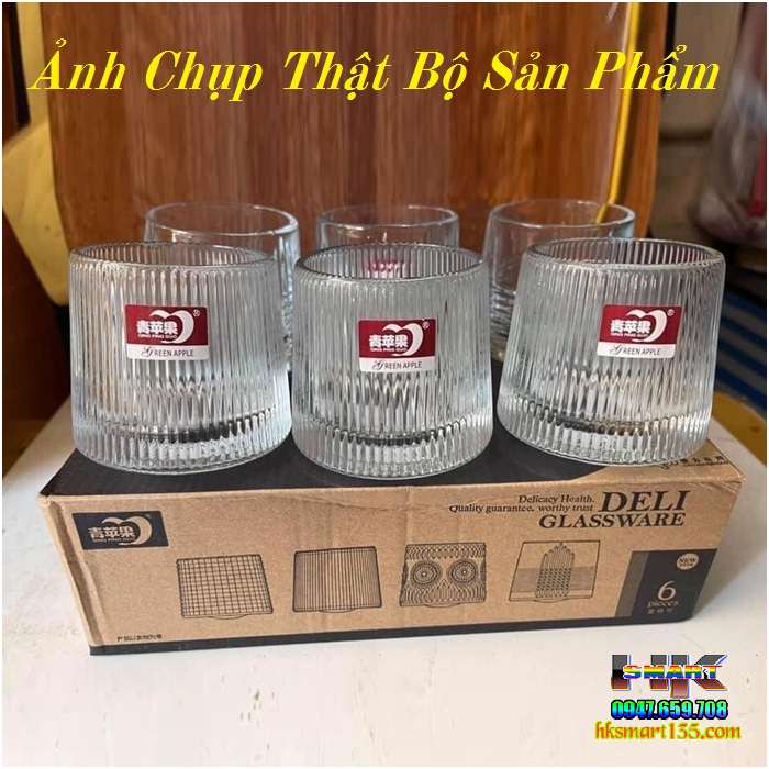 Bộ 6 cốc lắc đít lồi thủy tinh 180ml dùng uống rượu