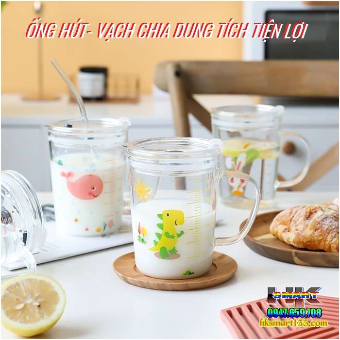 Cốc thuỷ tinh 3in1 350ml siêu tiện lợi