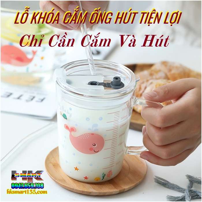 Cốc thuỷ tinh 3in1 350ml siêu tiện lợi