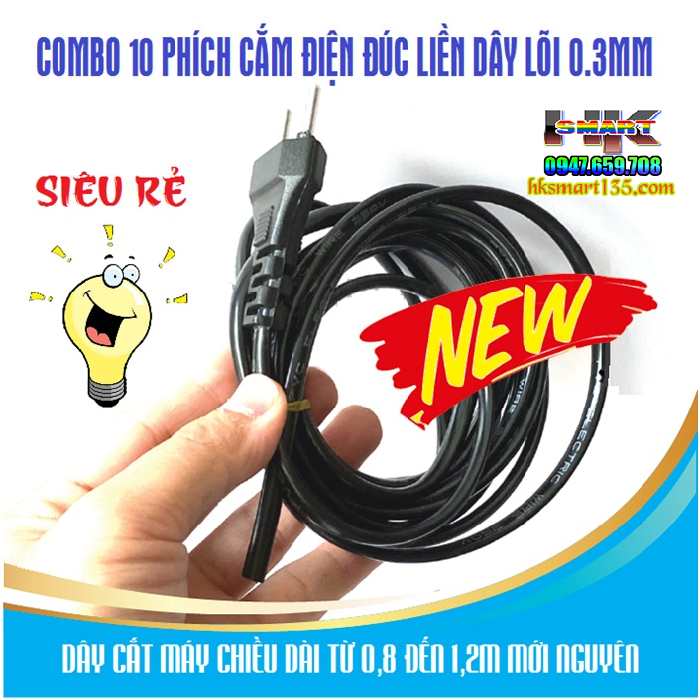 Phích Cắm Đúc Liền Dây cắt tháo từ máy dài 0,8-1,2m