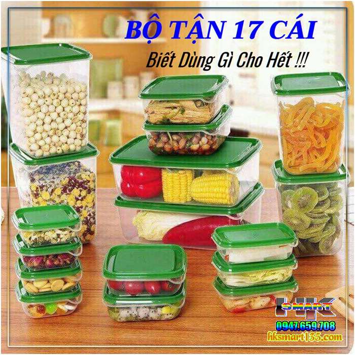 Bộ hộp nhựa đựng thức ăn 17 món tiện dụng
