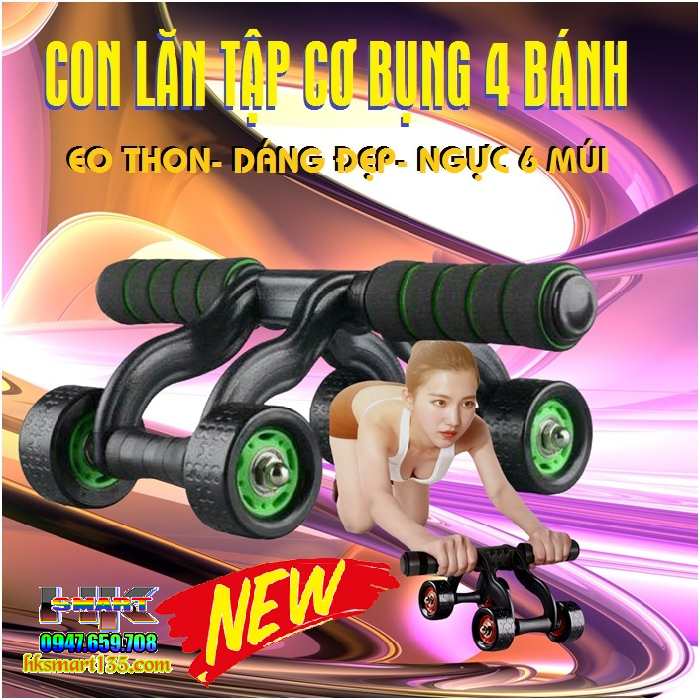 Con Lăn Tập Cơ Bụng 4 Bánh