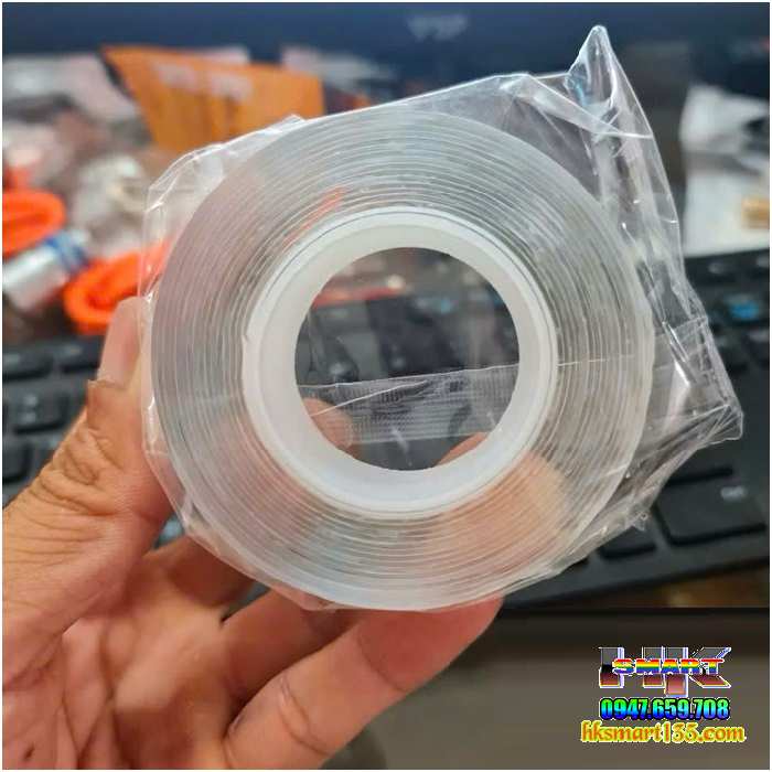 Cuộn băng dán silicon 2 mặt trong suốt siêu dính