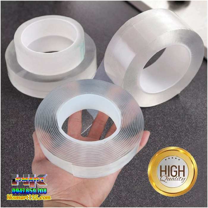 Cuộn băng dán silicon 2 mặt trong suốt siêu dính