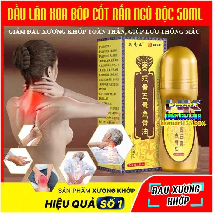 Dầu Lăn Xương Rắn Ngũ Độc Kim Cốt Du 50ml- Giảm Đau Xương Khớp Toàn Thân
