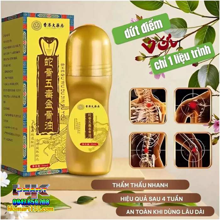 Dầu Lăn Xương Rắn Ngũ Độc Kim Cốt Du 50ml- Giảm Đau Xương Khớp Toàn Thân