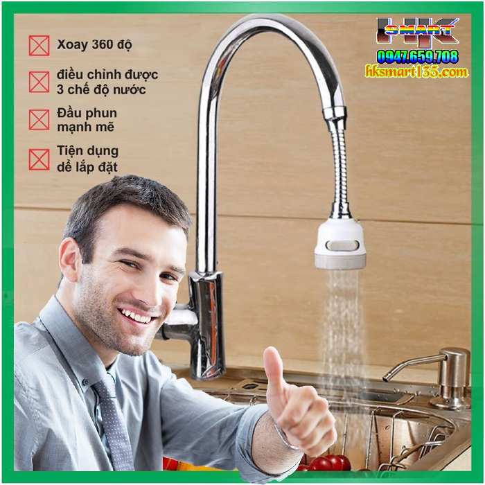 Đầu Vòi Rửa Chén Tăng Áp 3 chế độ phun