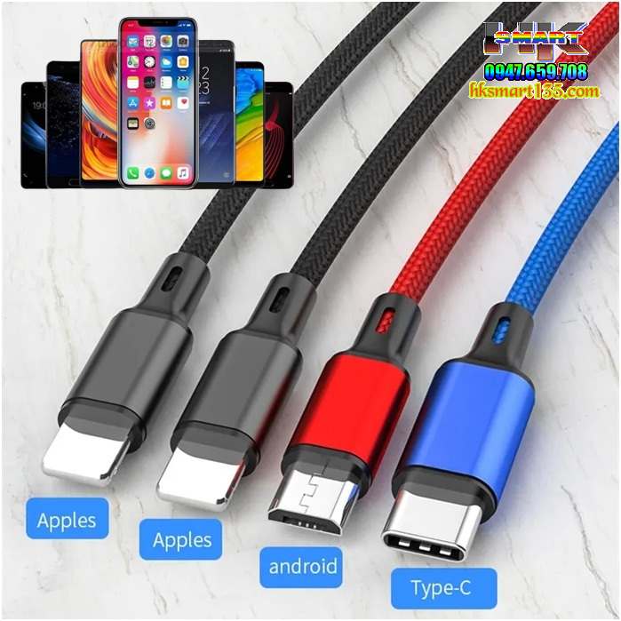 Dây Cáp Sạc Nhanh Truyền Dữ Liệu 4 Trong 1 tốc độ cao