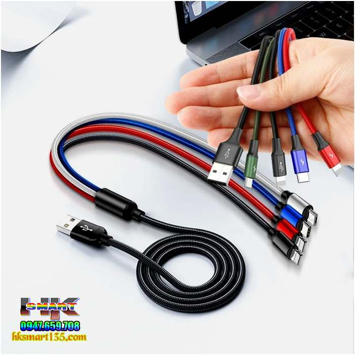 Dây Cáp Sạc Nhanh Truyền Dữ Liệu 4 Trong 1 tốc độ cao