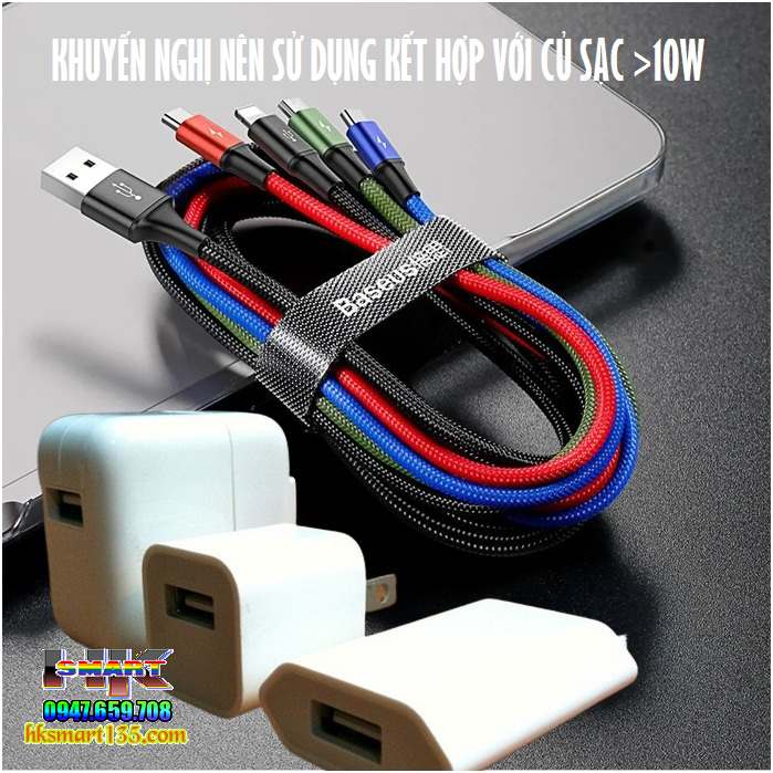 Dây Cáp Sạc Nhanh Truyền Dữ Liệu 4 Trong 1 tốc độ cao
