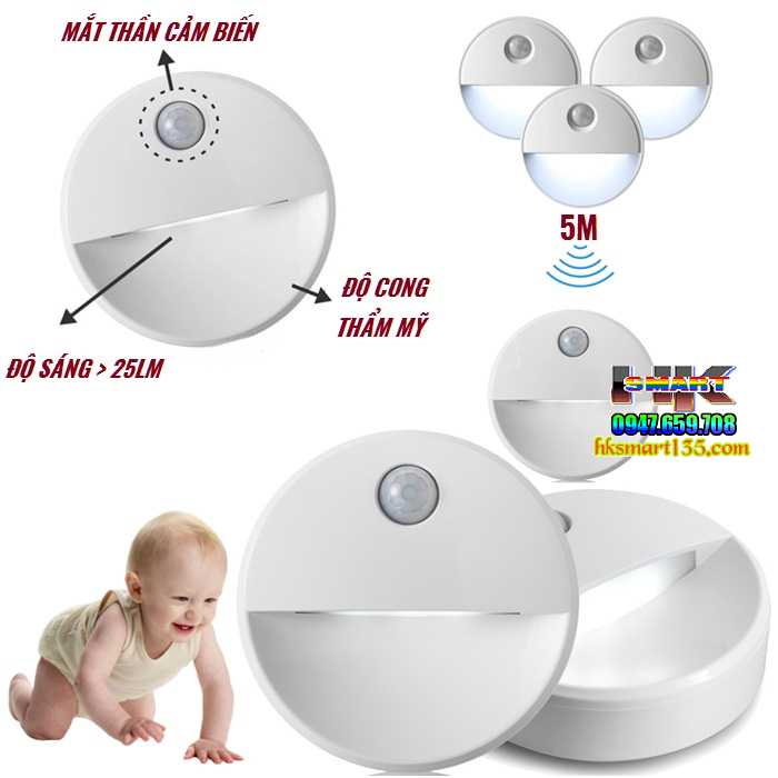 Đèn Led Cảm Ứng Gắn Tường Hình Bán Nguyệt