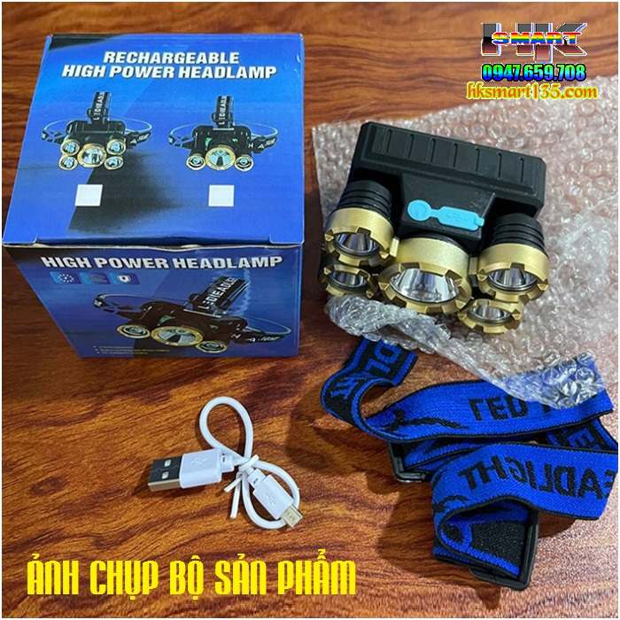Đèn pin đội đầu 5 bóng siêu sáng