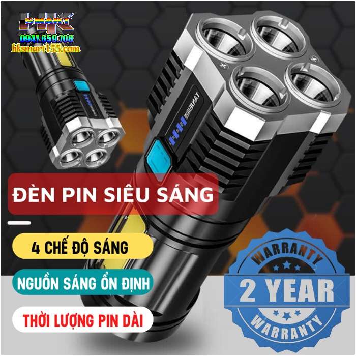 Đèn Pin Led 4 Bóng Siêu Sáng