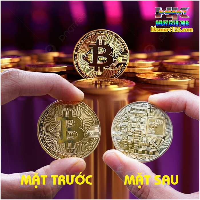Đồng xu bitcoin mạ vàng 24k