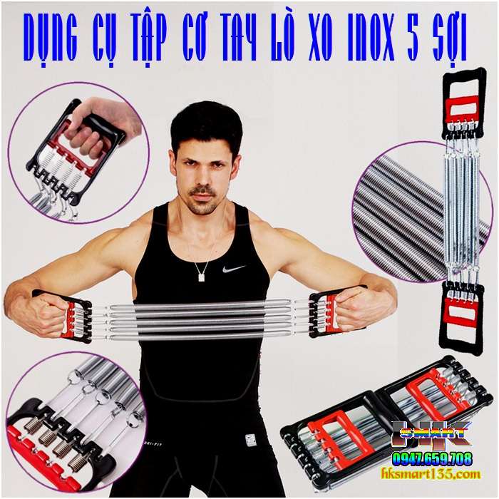 Dụng cụ tập Gym- tập cơ tay lò xo Inox 5 sợi