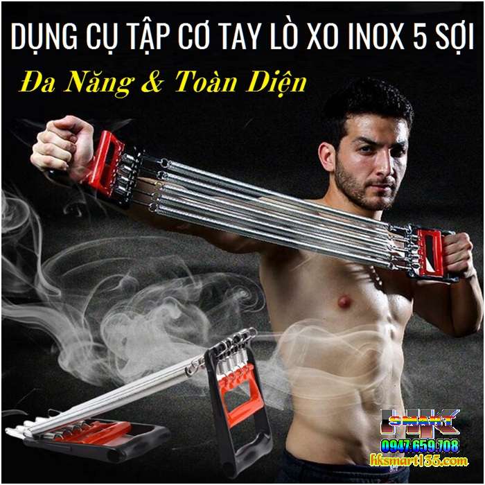 Dụng cụ tập Gym- tập cơ tay lò xo Inox 5 sợi