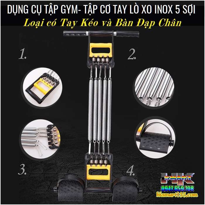 Dụng cụ tập Gym- tập cơ tay lò xo Inox 5 sợi