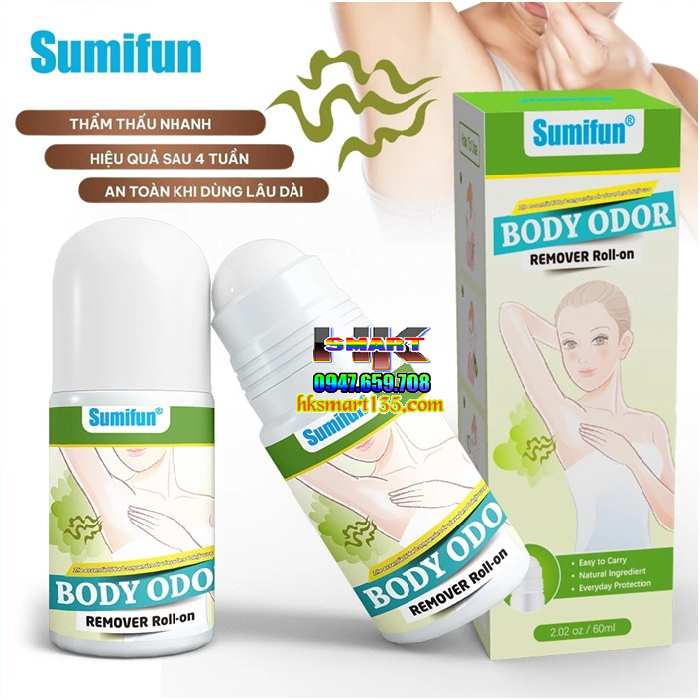 Dưỡng Thể Lăn Khử Mùi Cơ Thể Sumifun Body Odour Remover Roll-on 60ml- Đánh Bay Giảm Tiết Mùi Hôi Nách, Hôi Chân, se Khô Hết Thâm Cho Nam Nữ