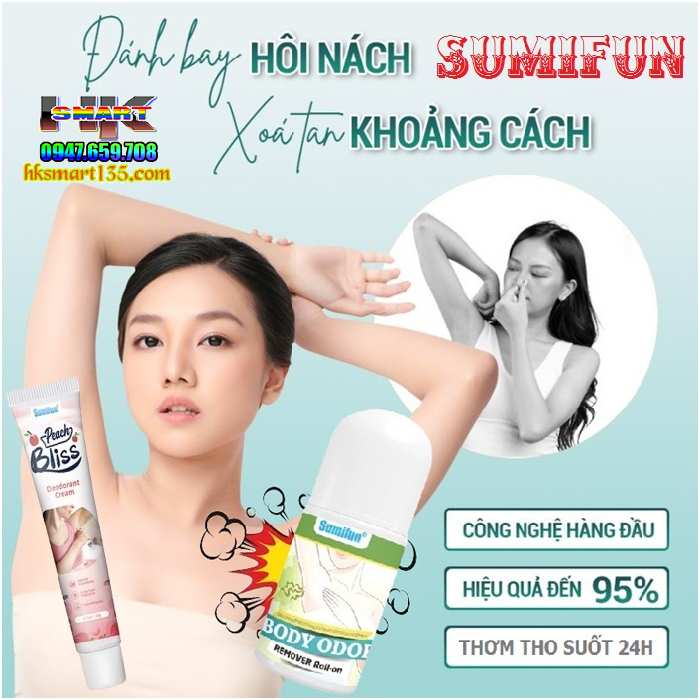 Dưỡng Thể Lăn Khử Mùi Cơ Thể Sumifun Body Odour Remover Roll-on 60ml- Đánh Bay Giảm Tiết Mùi Hôi Nách, Hôi Chân, se Khô Hết Thâm Cho Nam Nữ