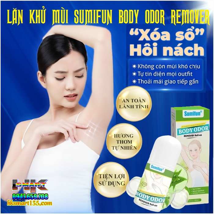 Dưỡng Thể Lăn Khử Mùi Cơ Thể Sumifun Body Odour Remover Roll-on 60ml- Đánh Bay Giảm Tiết Mùi Hôi Nách, Hôi Chân, se Khô Hết Thâm Cho Nam Nữ