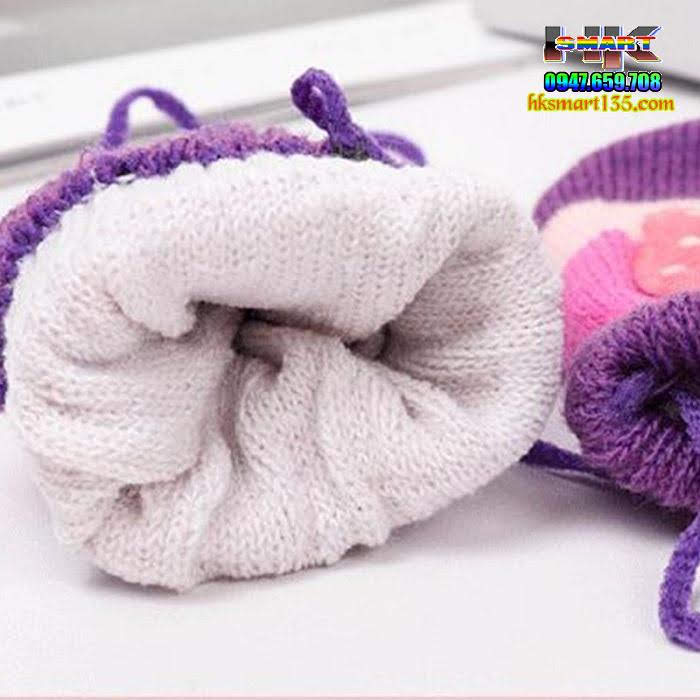 Găng len bao ngón gắn Hoa cho bé