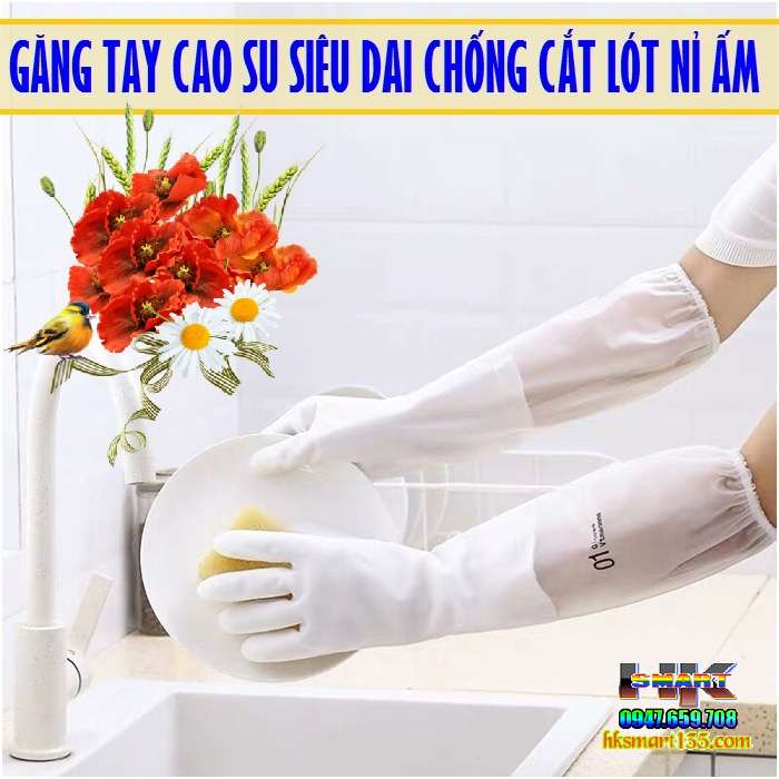 Găng tay cao su siêu dai đa năng chống cắt