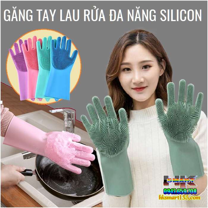 Găng tay lau rửa đa năng silicon 2in1