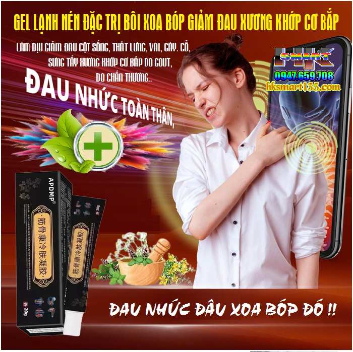 Gel Lạnh Nén Đặc Trị Bôi Xoa Bóp Giảm Đau Xương Khớp Cơ Bắp toàn Thân apdmp 20gr