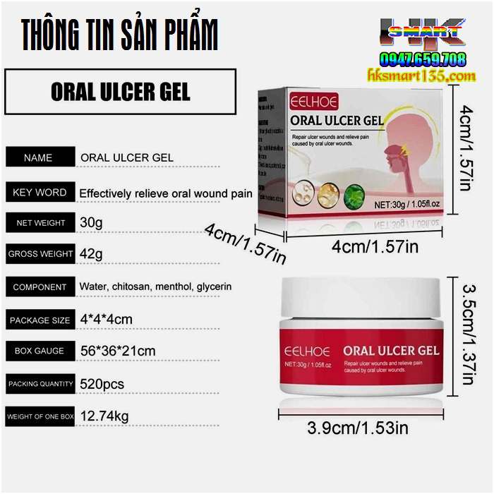 Gel Làm Dịu Giảm Đau Răng Miệng Mouth Oral Ulcer 30gr
