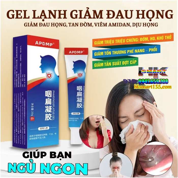 Gel Nén Chườm Cổ Bôi Họng Apdmp 20gr Nội Địa Trung giúp cải thiện nhanh chóng các triệu chứng ho khan, ho có đờm, viêm họng, rát họng, mất tiếng